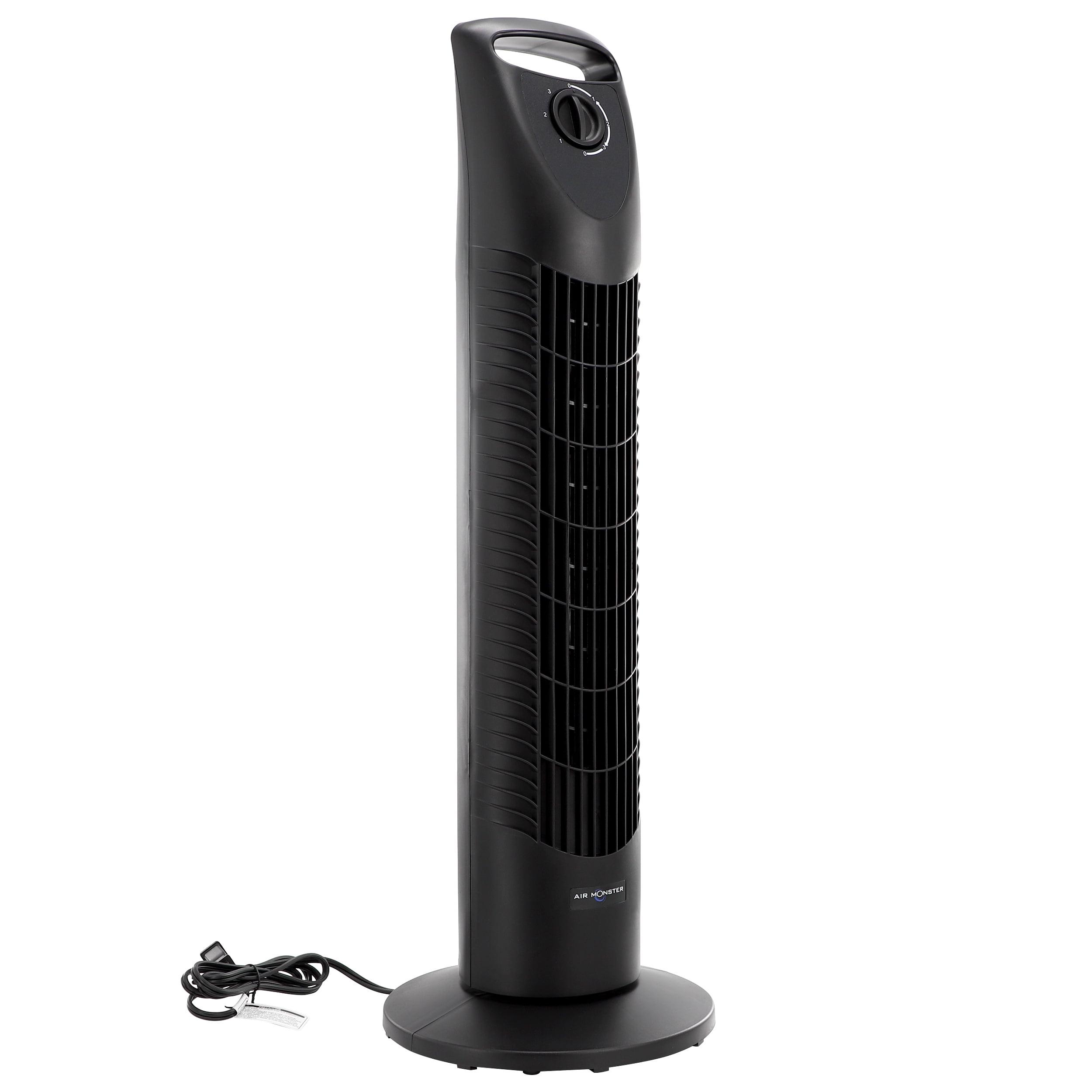 Air Monster 30 Inch 3 Speed Oscillating Tower Fan in Black