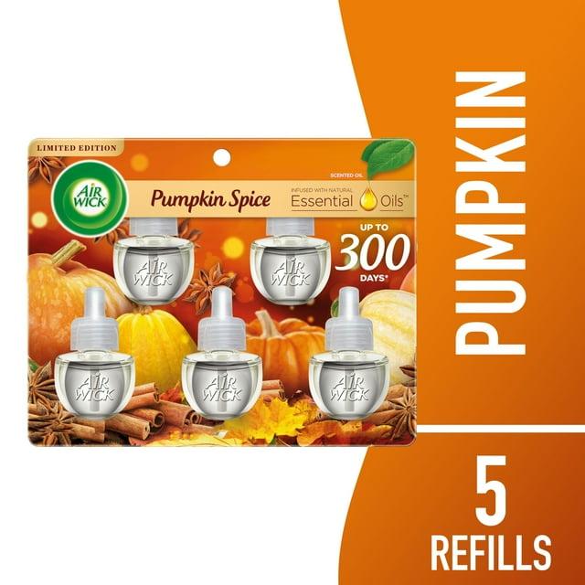 Air Wick Plug-In Scented Oil Air Freshener Warmer Refills, Pumpkin Spice, 5 Count