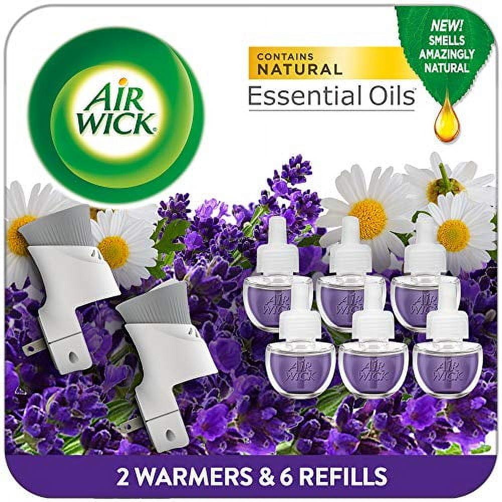 Air Wick Plug In Scented Oil Starter Kit, 2 Warmers + 6 Refills, Lavender & Chamomile, Eco Friendly, Essential Oils, Air Freshener