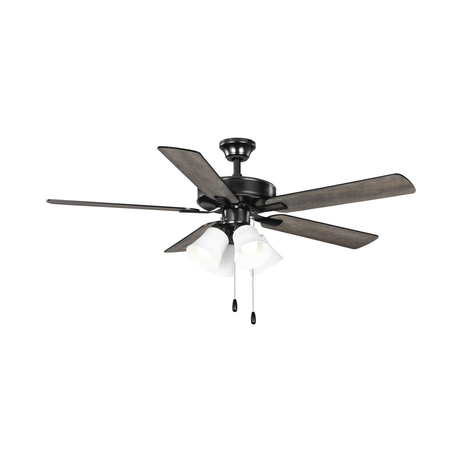 AirPro 52 in. Matte Black 5-Blade AC Motor Transitional Ceiling Fan with Light