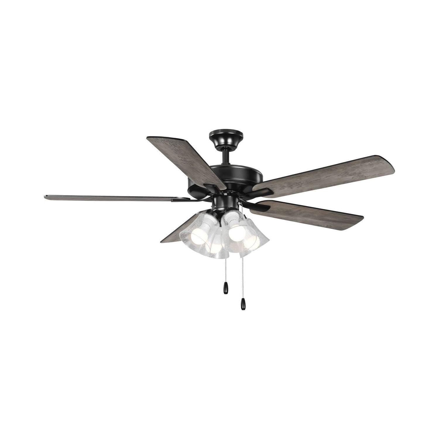 AirPro 52 in. Matte Black 5-Blade AC Motor Transitional Ceiling Fan with Light