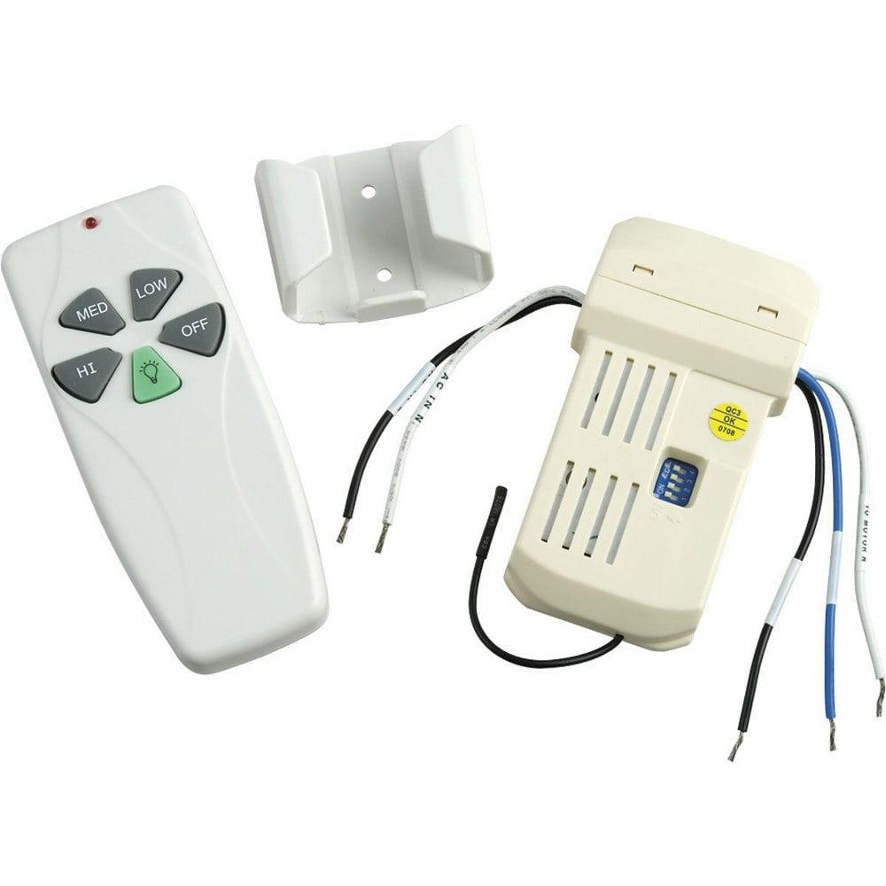 White Steel Ceiling Fan Remote Control with Light Kit