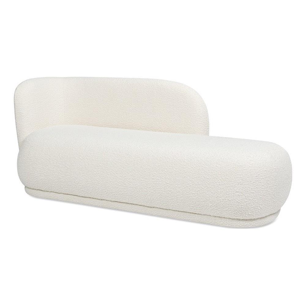 Aire 75" Ivory White Boucle Chaise Lounge with Pine Wood Frame