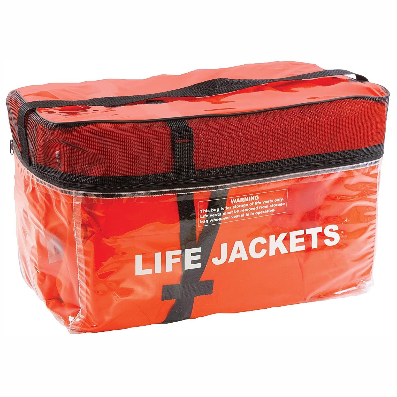 Adult Orange Foam Type II Keyhole Life Jackets with Clear Storage Bag
