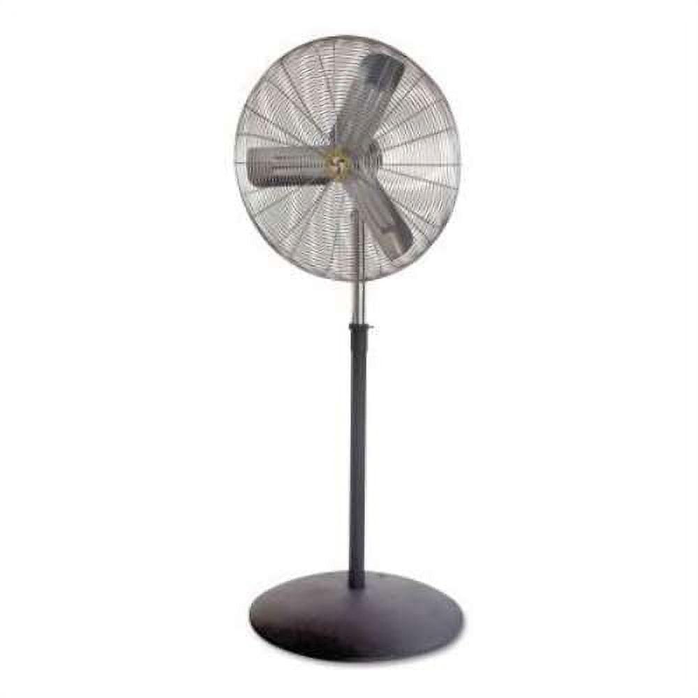 24" Black Galvanized Steel Three-Speed Pedestal Fan