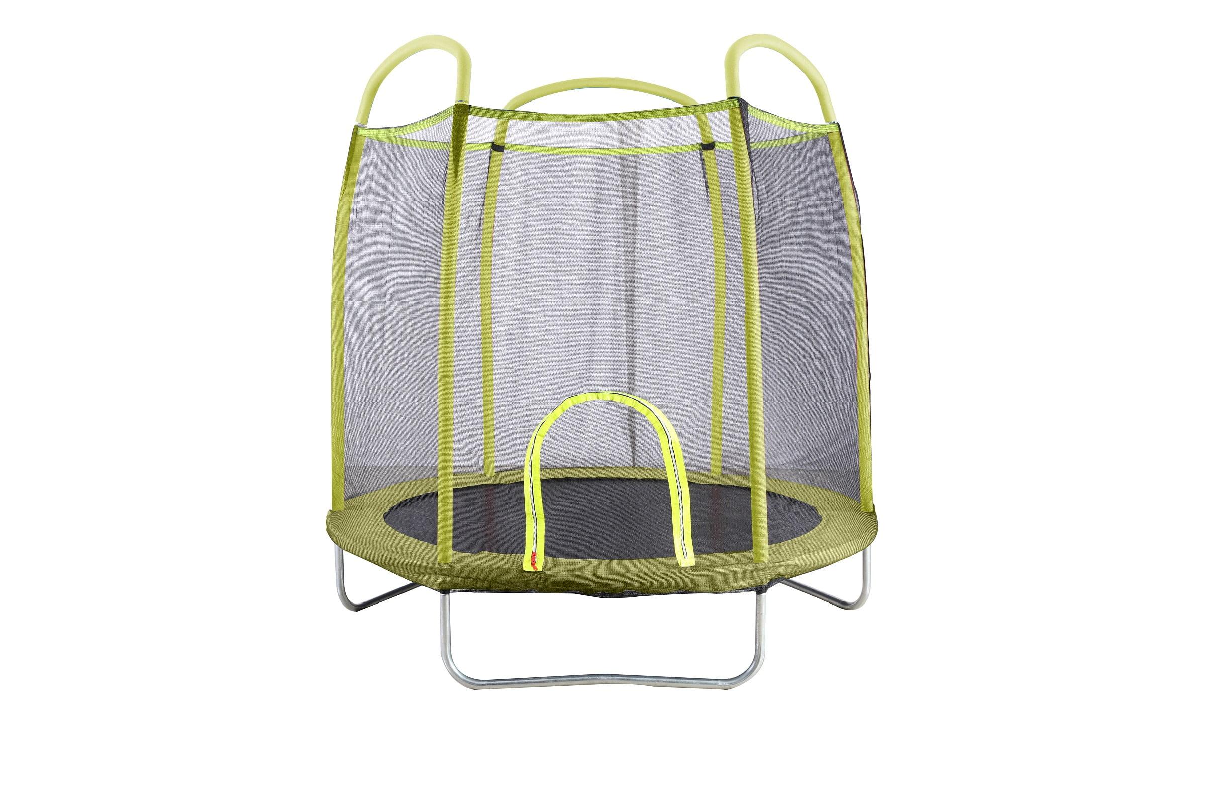 Yellow 7-Foot Kids' Round Trampoline with Enclosure