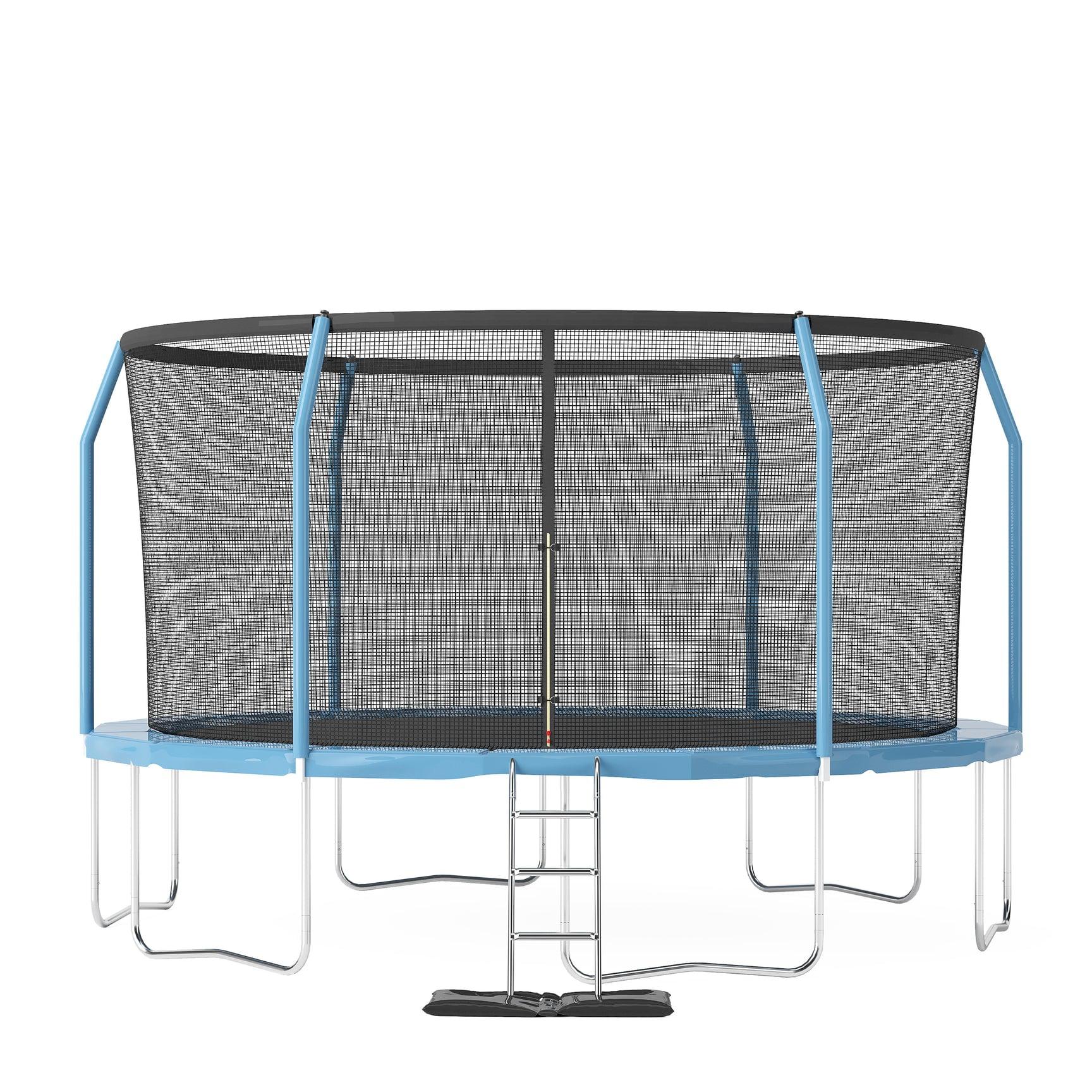 12 ft Blue Round Trampoline with Enclosure and Ladder