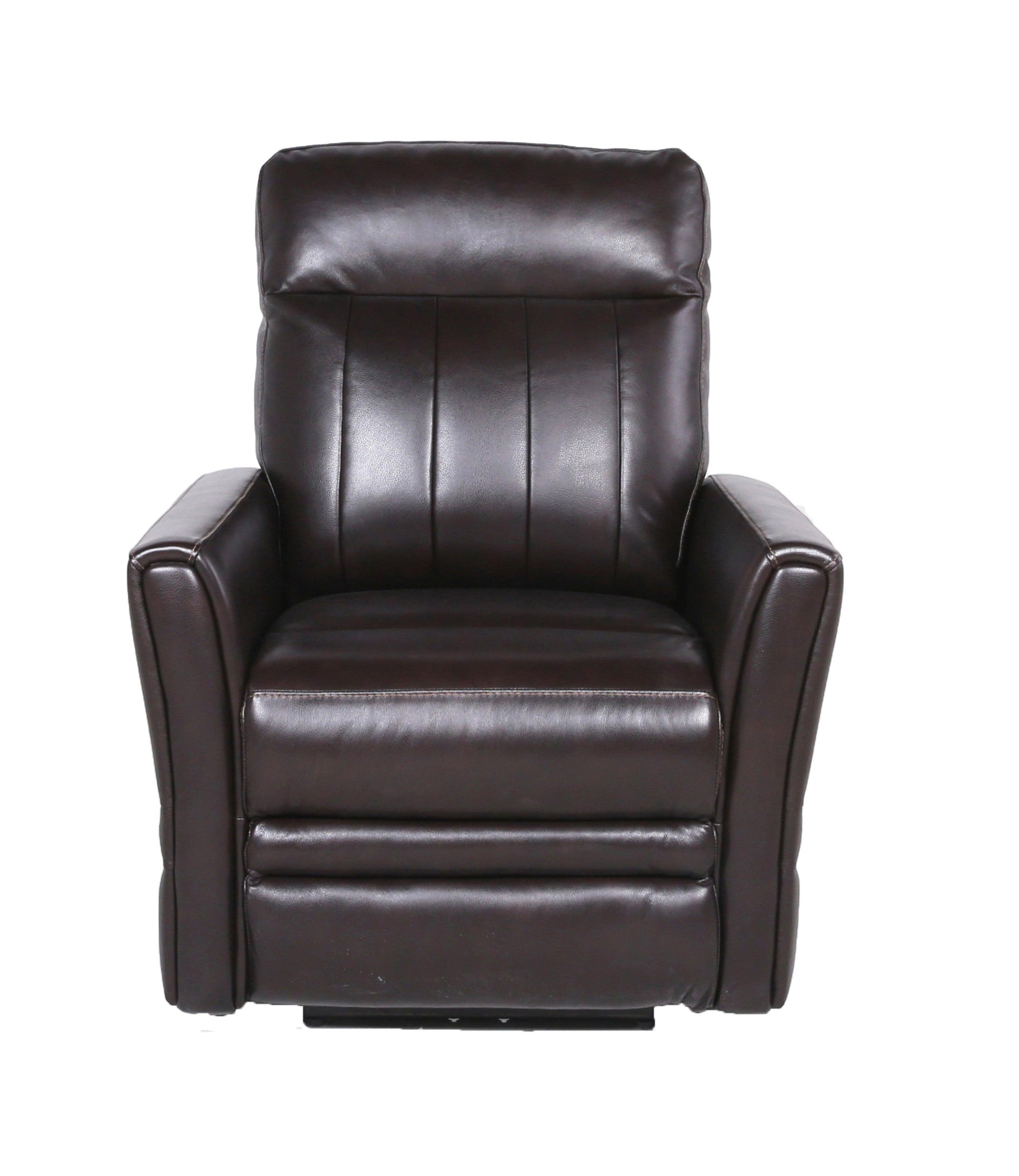 Coachella Transitional Brown Leather Recliner with Power Headrest