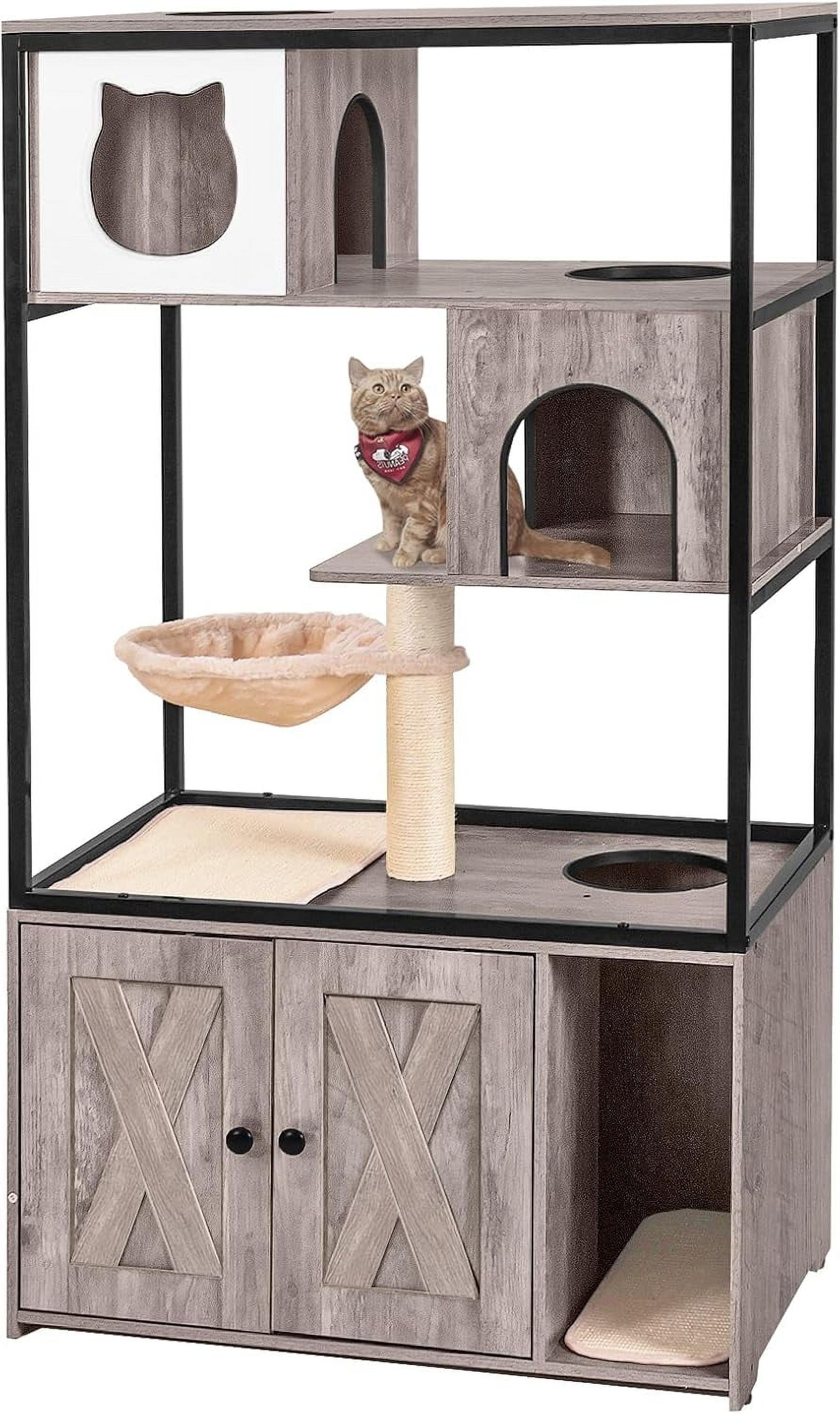 Cat Litter Box Enclosure, Litter Box Furniture Hidden, Wooden Cat Washroom Furniture