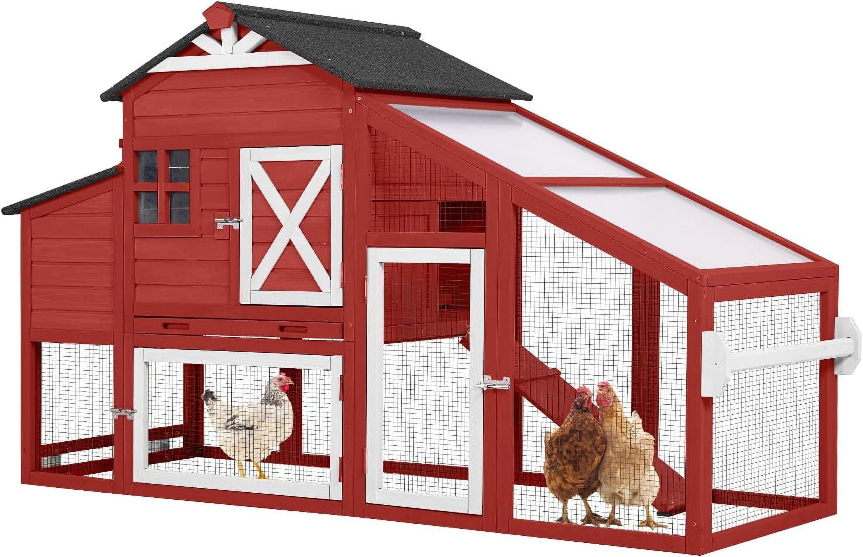 Aivituvin-AIR23-R Wooden Chicken Coop Red 67.3"(L)x26"(W)x39.4"(H)