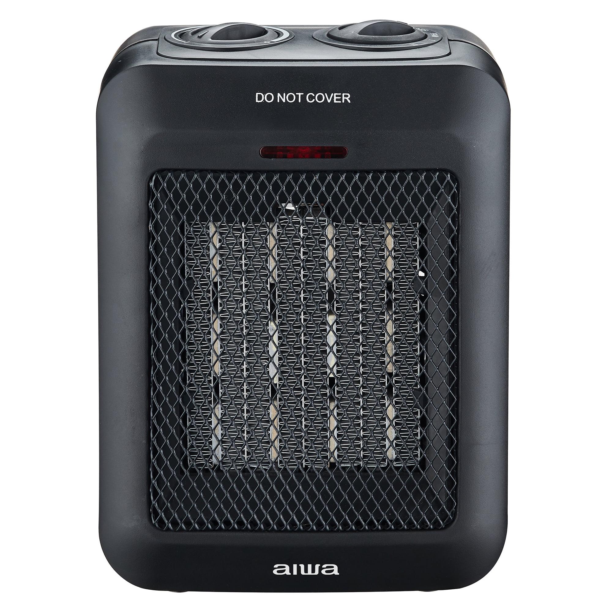 Aiwa Black Ceramic Electric Room Heater with Thermostat