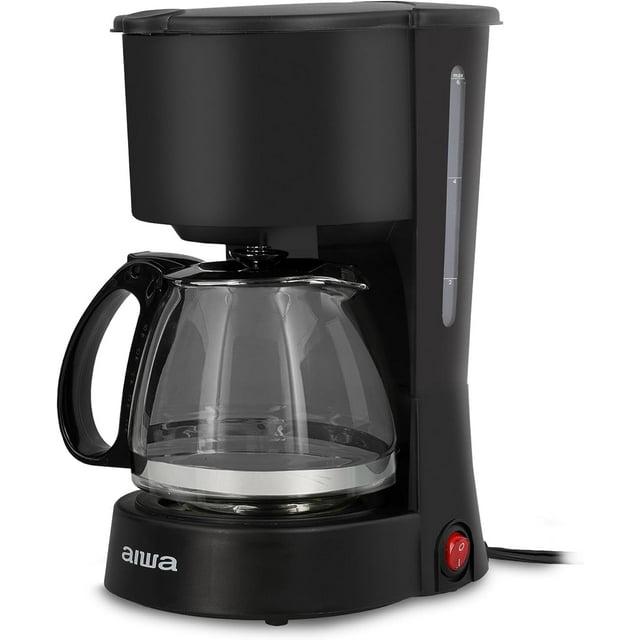 Aiwa 6-Cup Compact Coffee Maker Machine with 22-oz Carafe Coffee Pot and Reusable Filter, Black