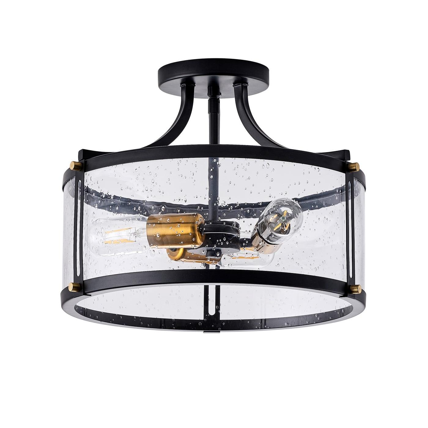 Aiwen Metal Modern Home Semi Slush Mount Ceiling Lamp Glass Shade Unique Decorative Light Fixture