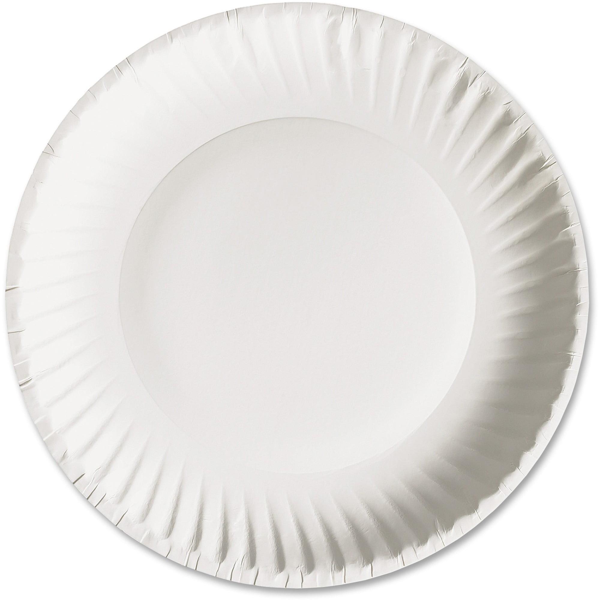 AJM Packaging Corporation White Paper Plates, 9" Dia, 100/Pack, 10 Packs/Carton (Set of 10)