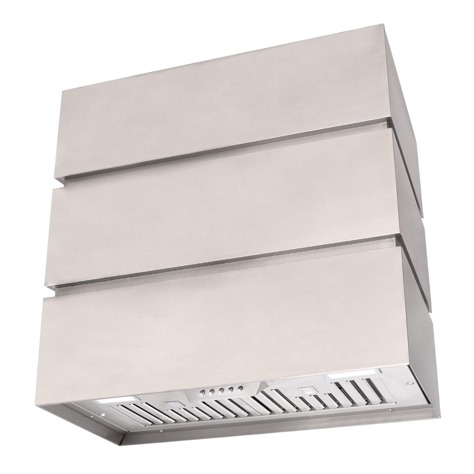 Akicon 600 CFM Wall Mount Range Hood Stainless Steel 3 Stacks Modern Box AK-HS30L-BS
