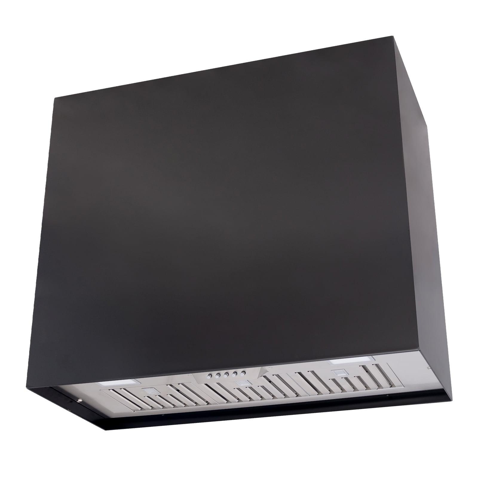 36" Black Stainless Steel Wall Mounted Range Hood with Charcoal Filter