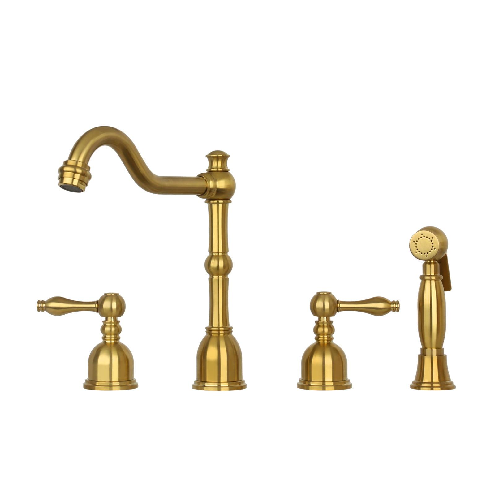 Akicon Widespread Two-handle Copper Bathroom Faucet Brushed Gold Gold Finish