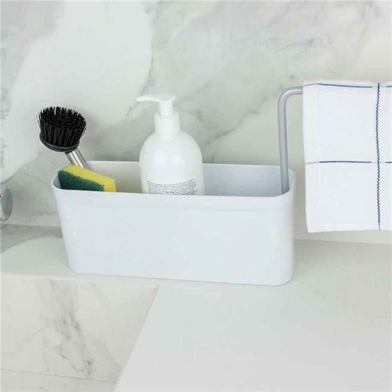 White Plastic Kitchen Sink Organizer with Towel Rack