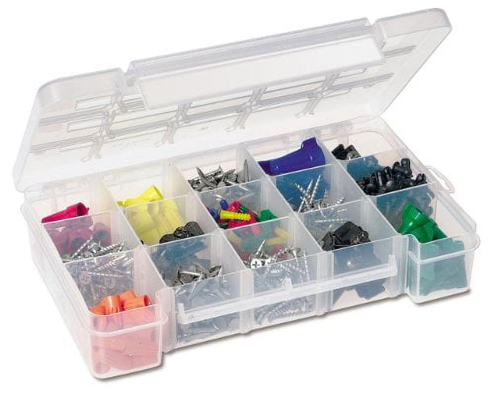 Clear Plastic 15-Compartment Lidded Organizer Box, 11" x 7"