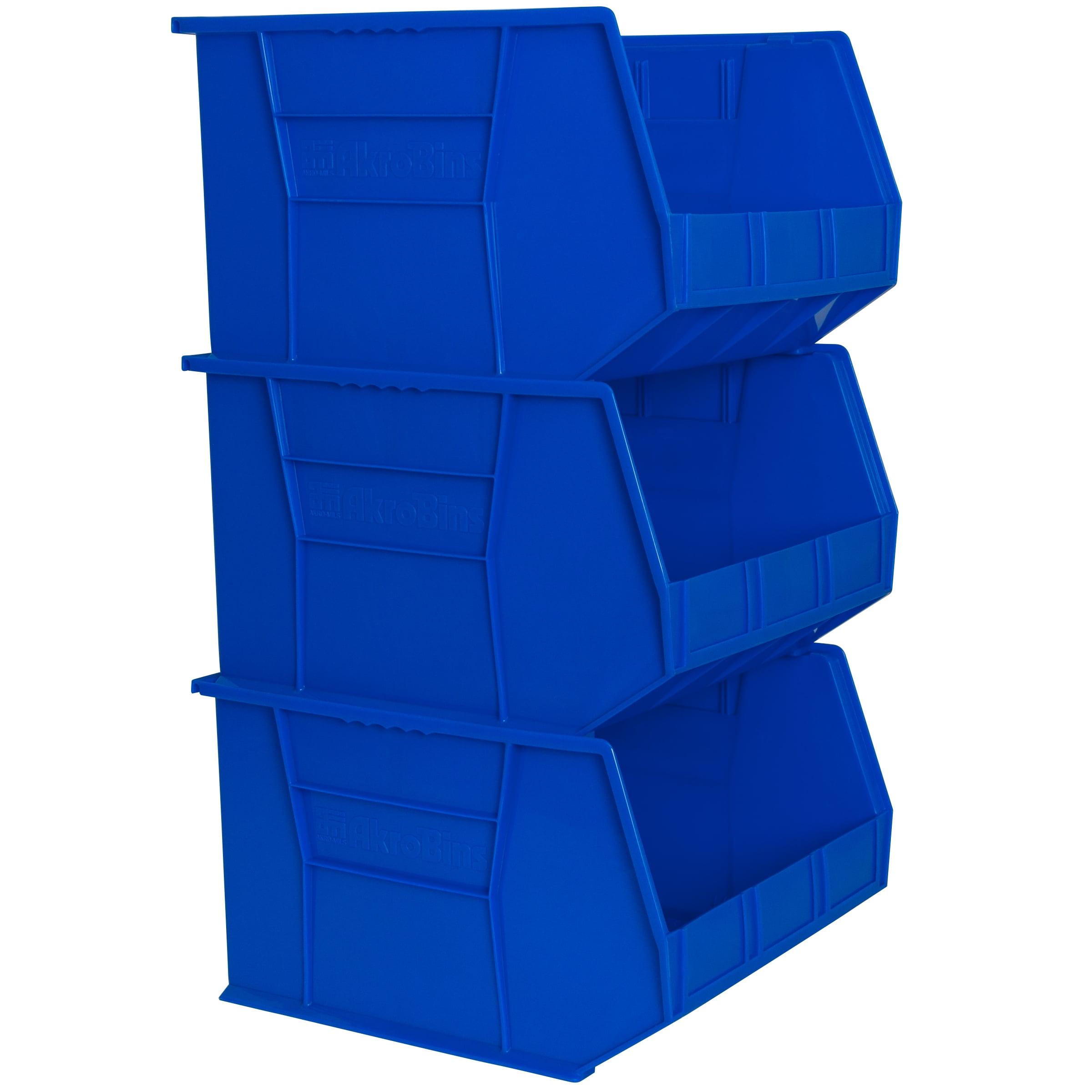 Blue Heavy-Duty Stackable 18"x16.5"x11" Plastic Storage Bins