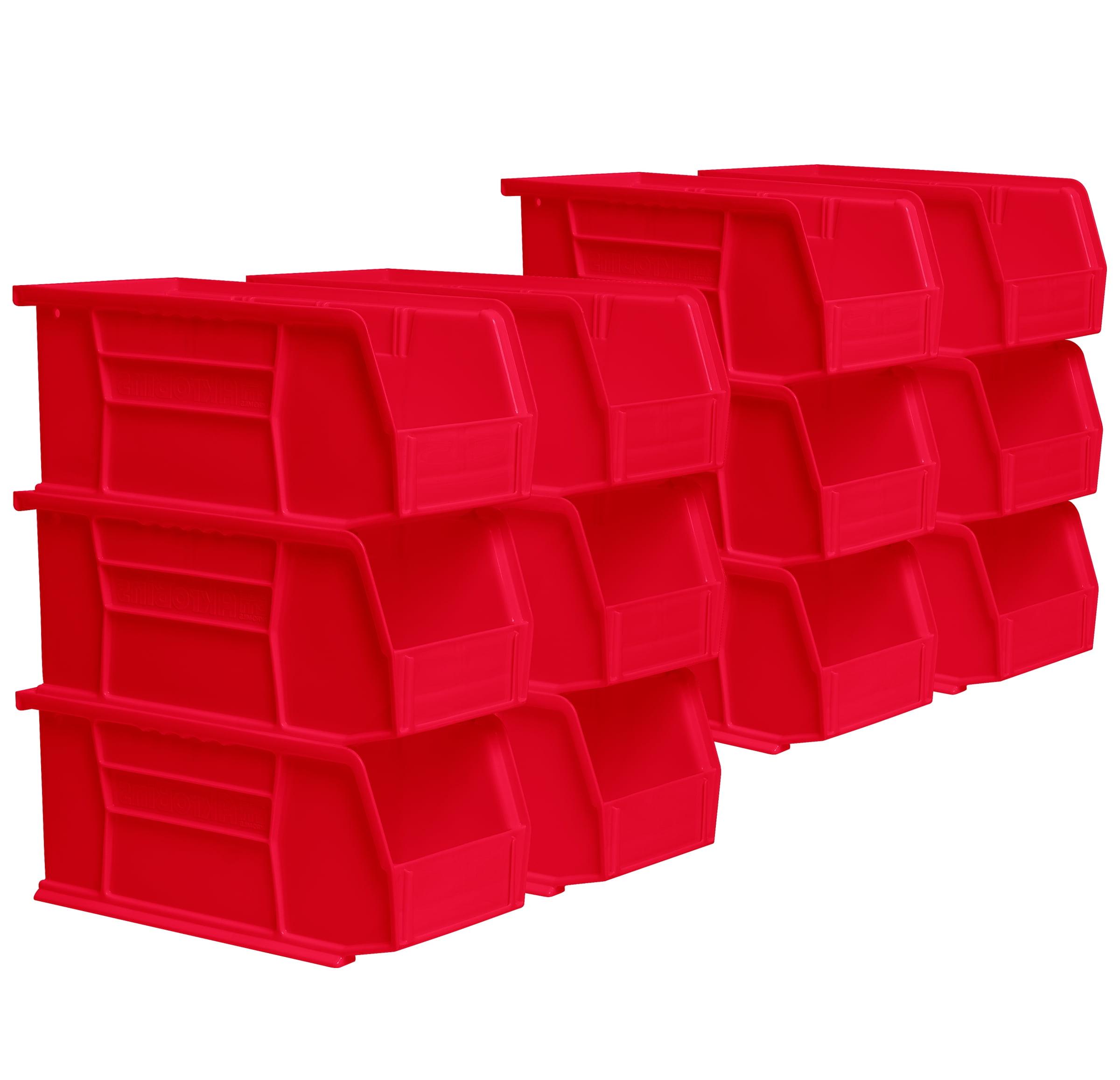 USA-Made Red Industrial-Strength Plastic Stackable Storage Bin, 11"x5"x5"