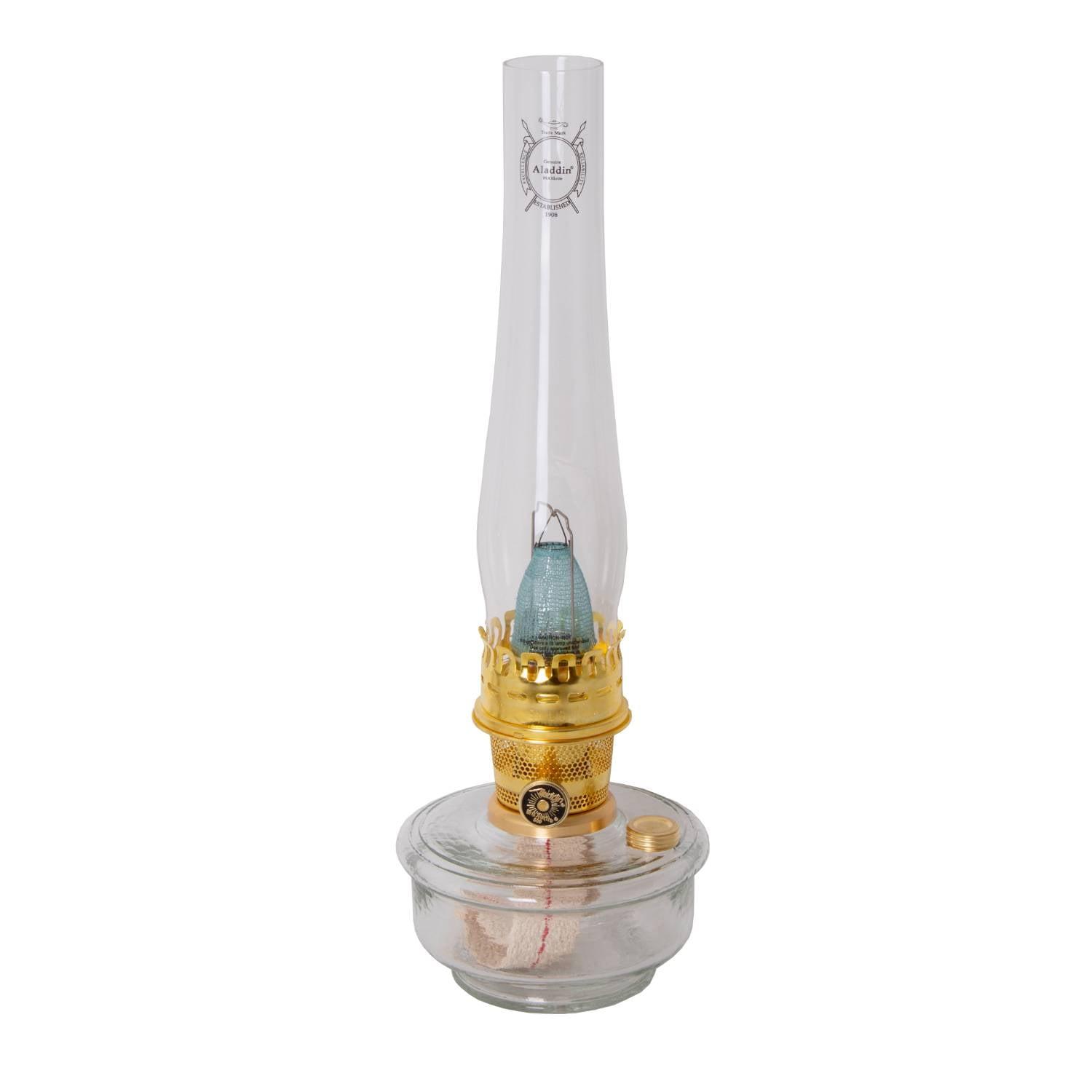 Aladdin Genie III Oil Lamp, Indoor Emergency Lighting for Shelf, Table or Hanging, Clear Glass Bowl with Brass Burner
