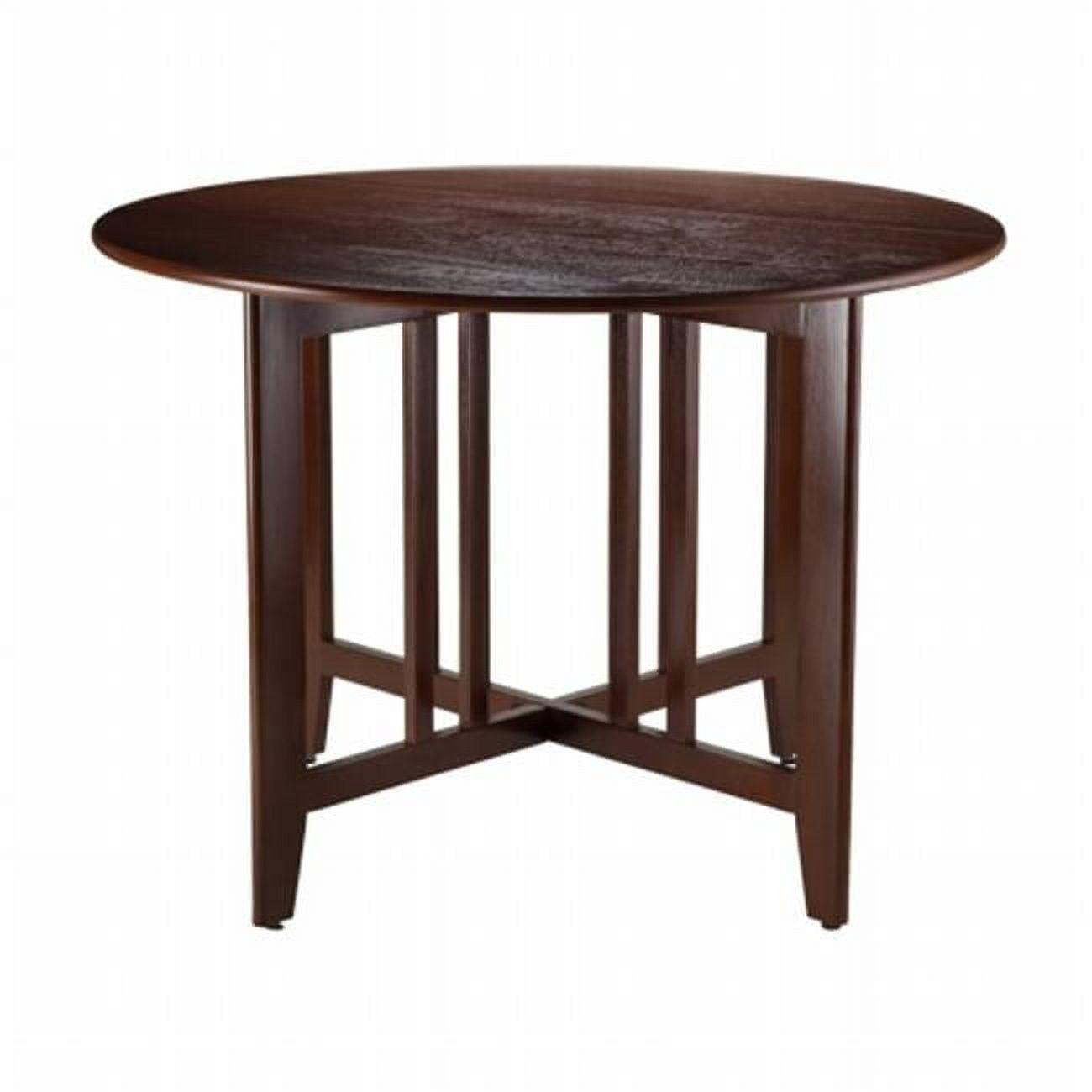 42" Alamo Round Double Drop Leaf Dining Table Wood/Walnut - Winsome: Hardwood Frame, Seats 4, Criss Cross Base