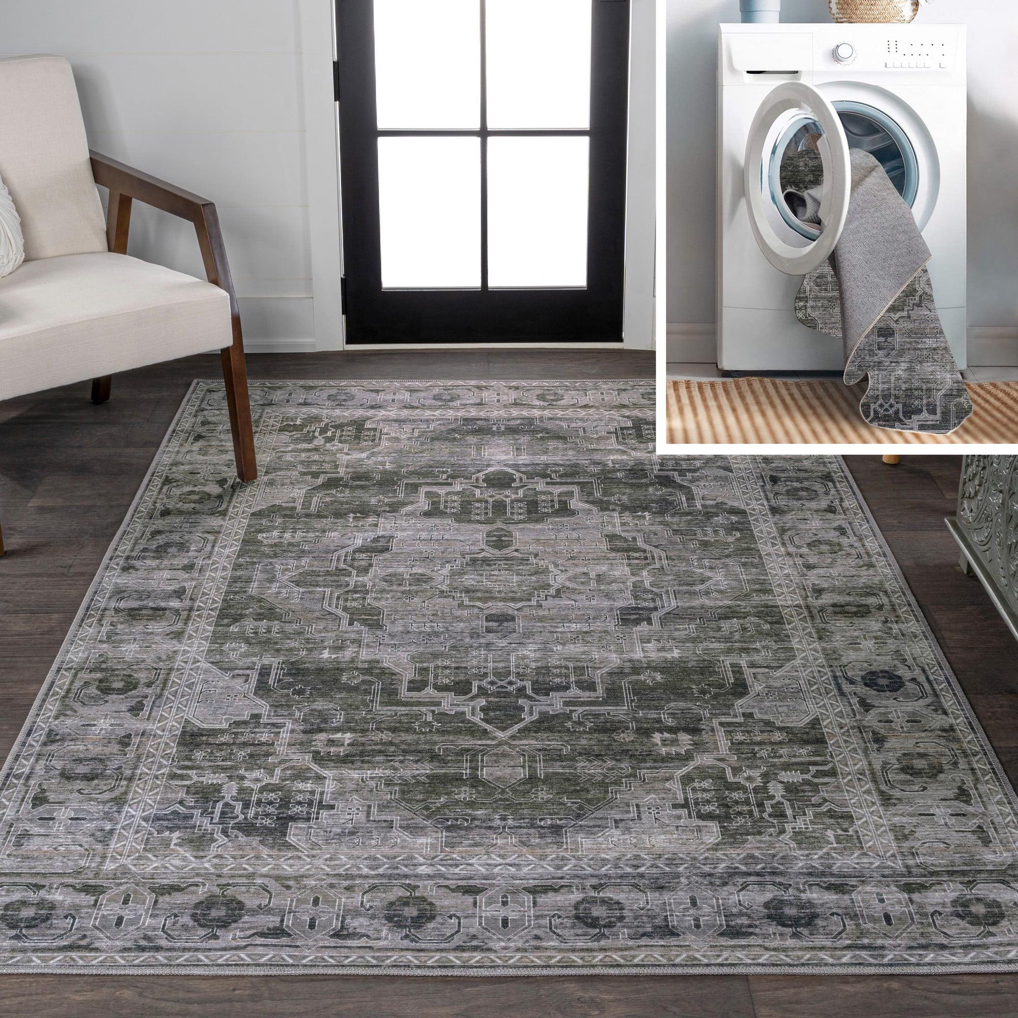 Alanya Ornate Medallion Washable Area Rug - JONATHAN Y