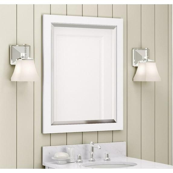 Alaterre Furniture 24" Beveled Bath Vanity Mirror, White
