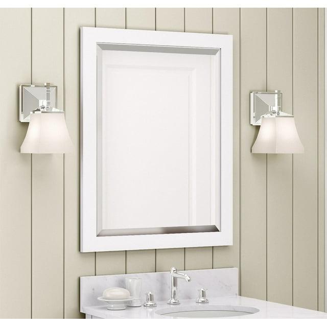 Alaterre Furniture 24" Beveled Bath Vanity Mirror, White