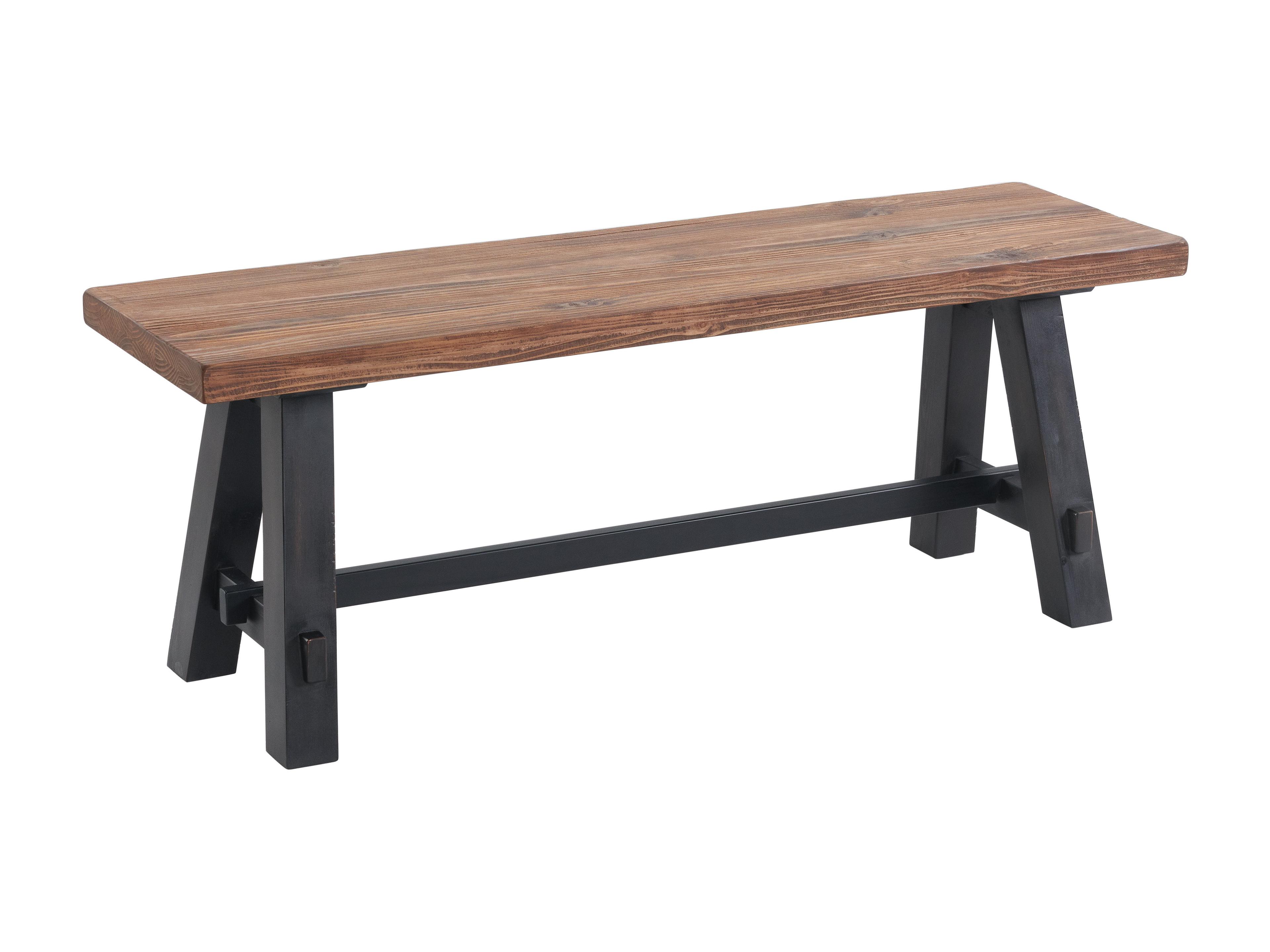 Adam 52" Black and Natural Solid Wood Storage Bench