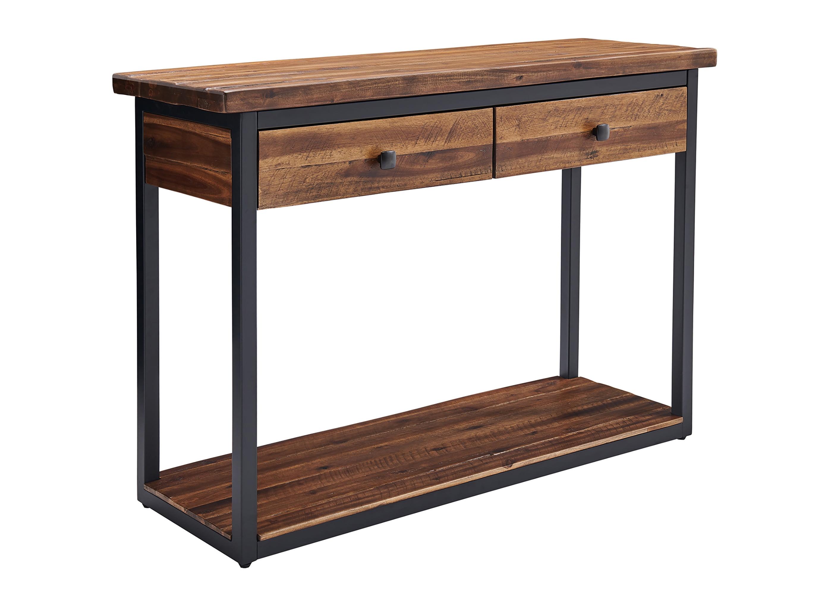 Claremont 46'' Rustic Wood and Metal Console Table with Storage