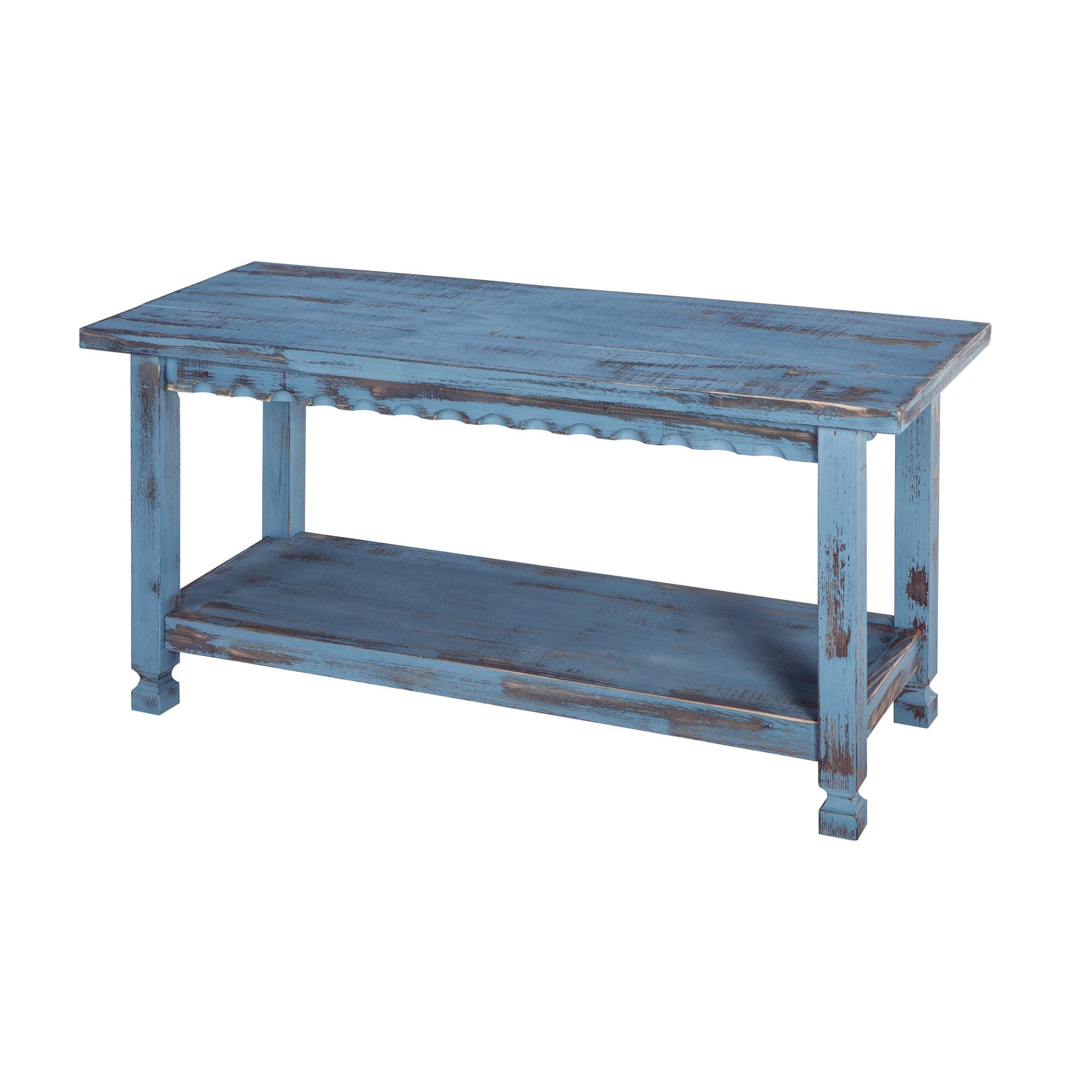 36" Bench Hardwood Blue - Alaterre Furniture: Cottage Style, Square Legs, No Back