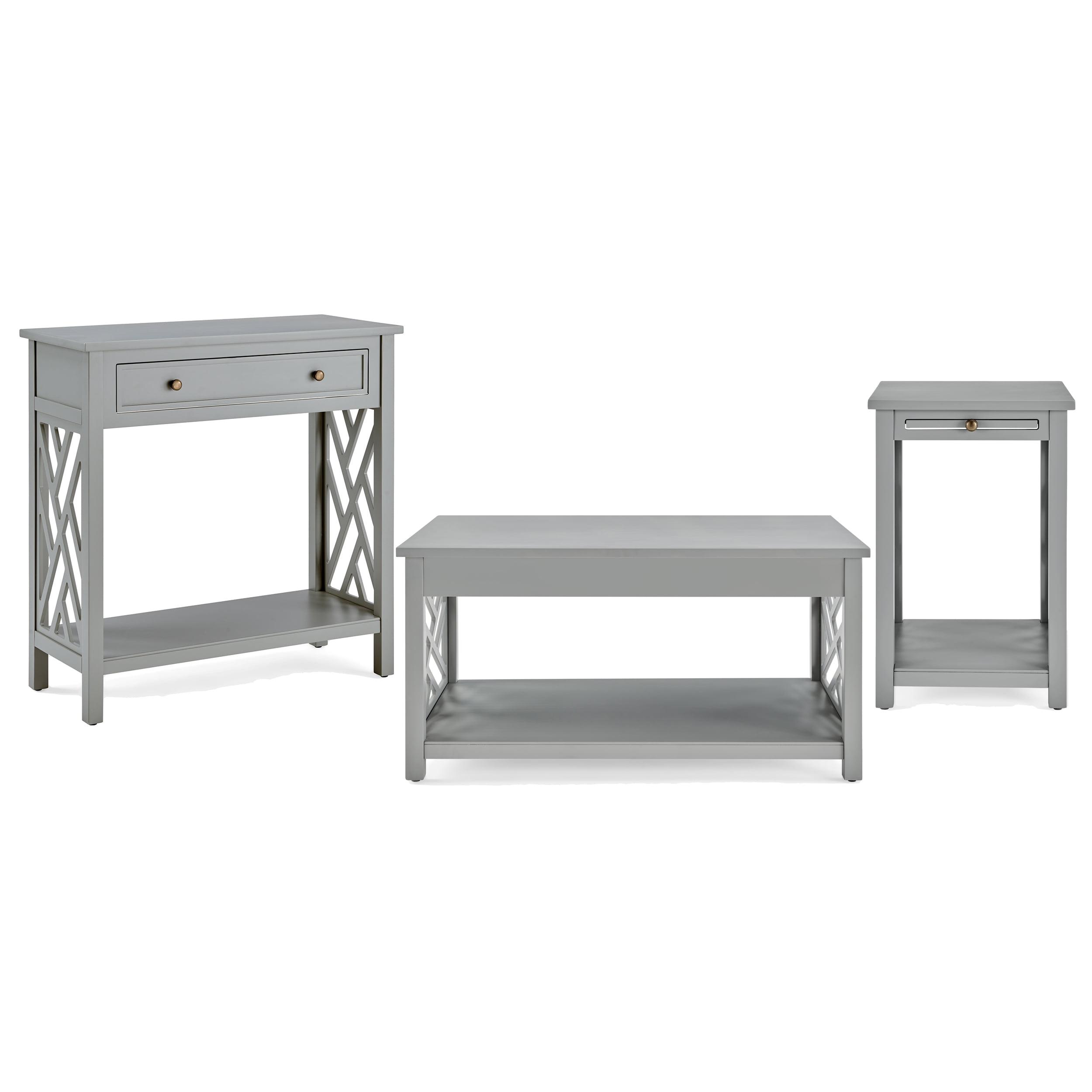 Coventry Gray Pine Wood 3-Piece Accent Table Set