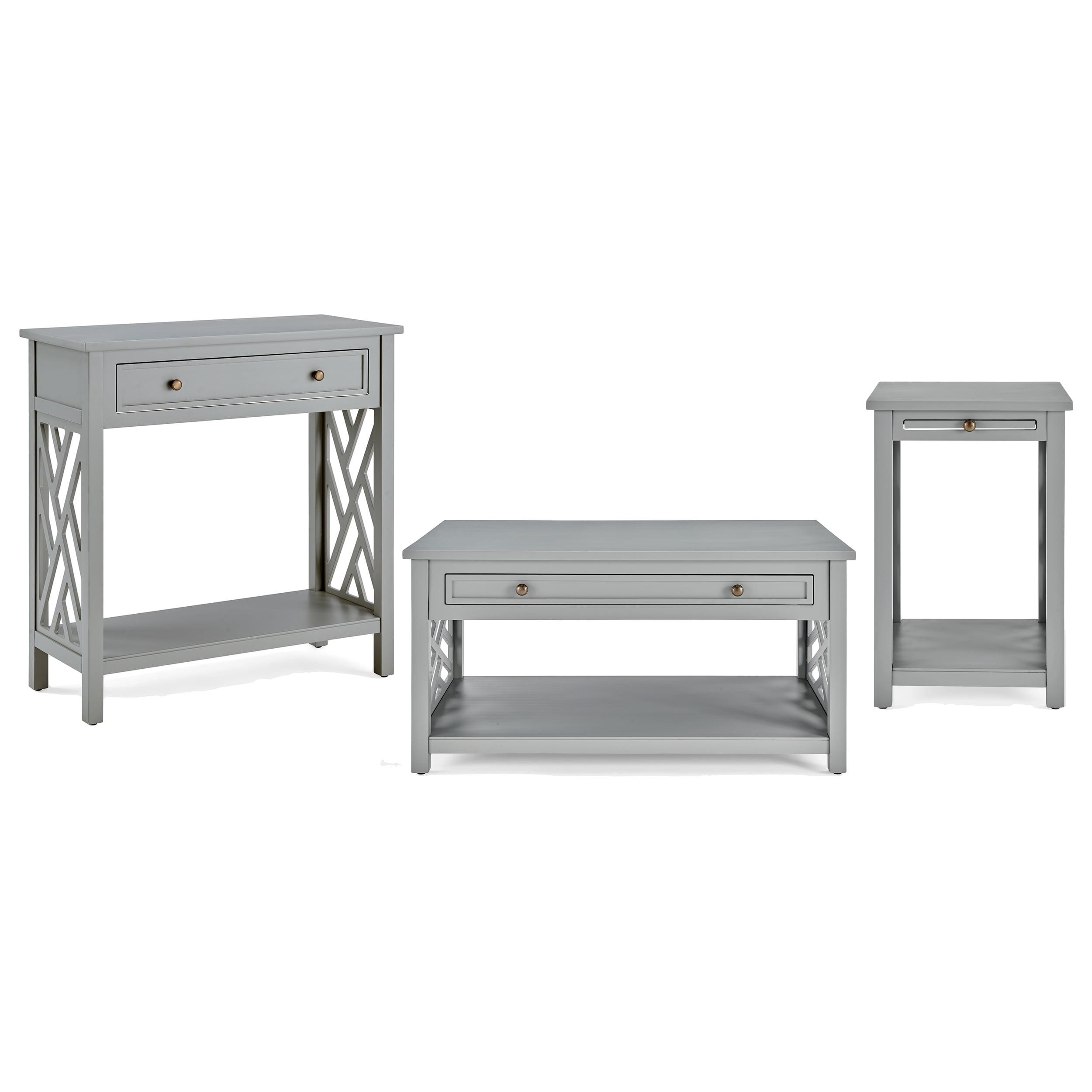 Coventry Casual Gray Pine 3-Piece Table Set with Storage