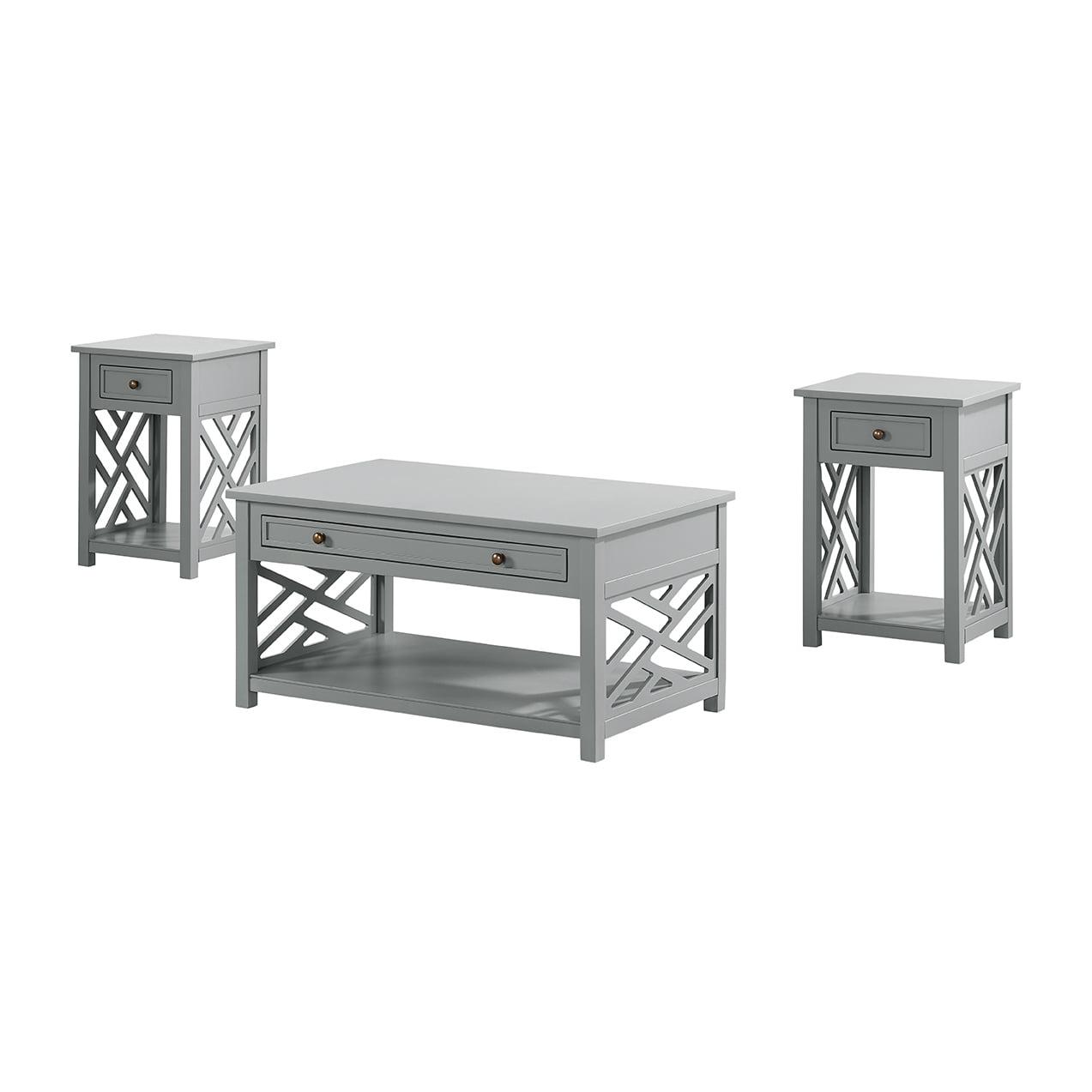 Coventry 36" Airy Open-Detail Coffee & End Tables Set of 3