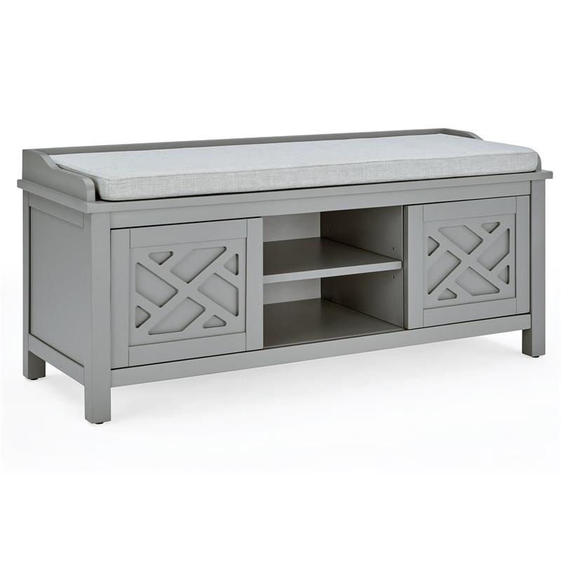 Alaterre Furniture Coventry 45 in. Pine Wood Storage Bench with Cushion, Entryway Organization & Decoration, 3 Adjustable/Removable Cubbies, Gray