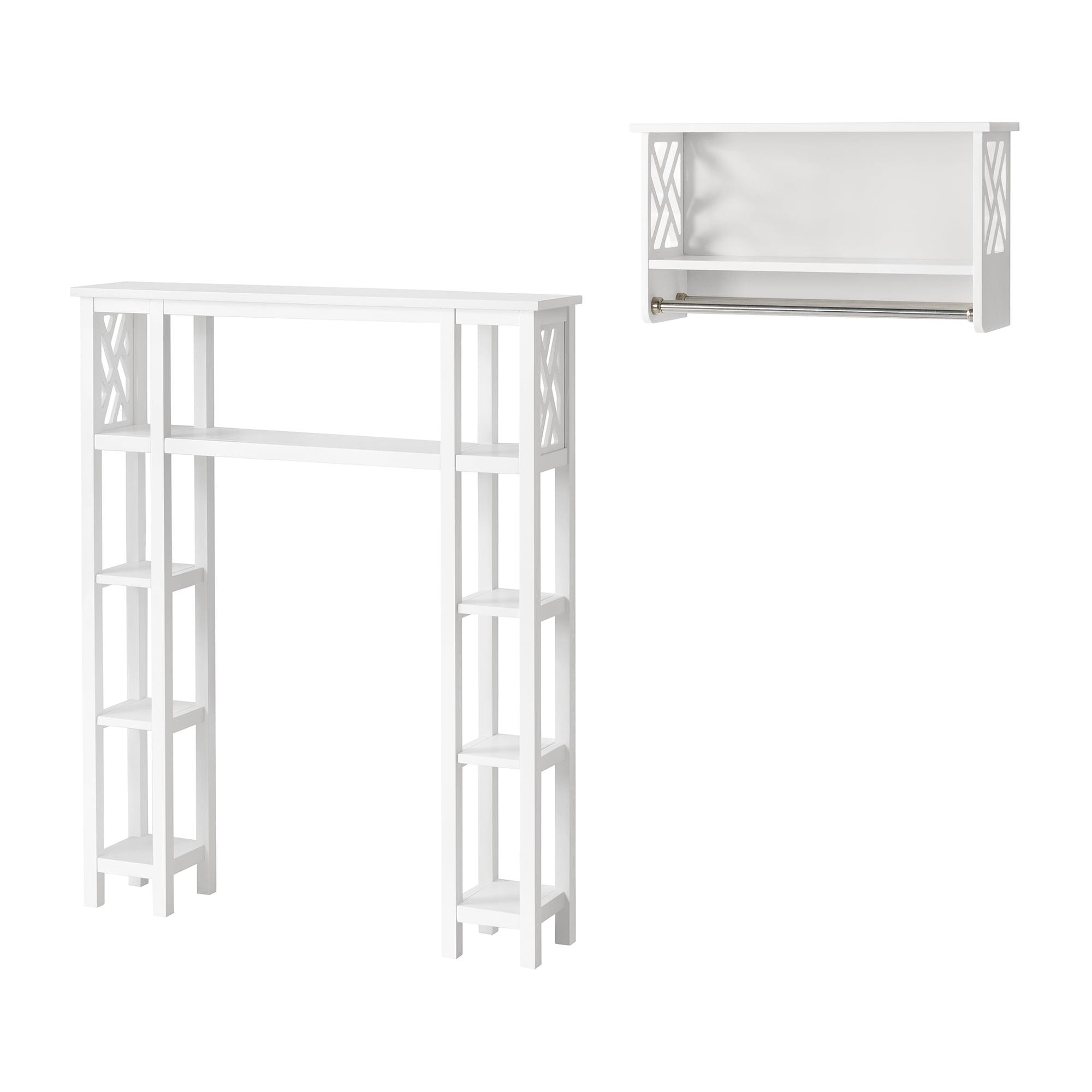 Alaterre Coventry Over Toilet Open Shelving Unit with Left and Right Side Shelves, Shelf with Two Towel Rods