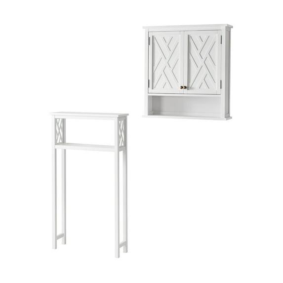 Alaterre Coventry Over Toilet Open Storage Shelf, Wall Mounted Bath Storage Cabinet with Two Doors and Open Shelf
