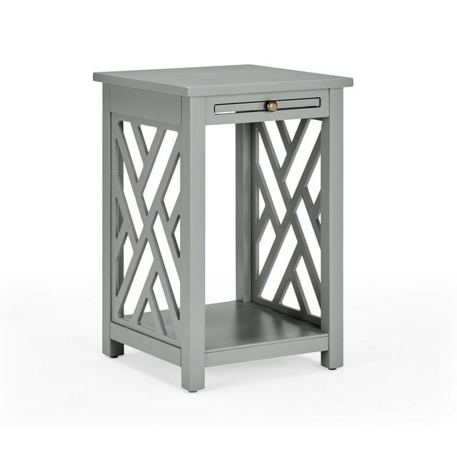 Alaterre Furniture Coventry Wood End Table with Tray Shelf and Bottom Shelf, Gray