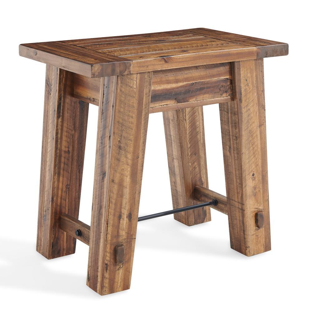 Durango Industrial Wood End Table Dark Brown - Alaterre Furniture: Rustic Acacia, Mid-Century Modern