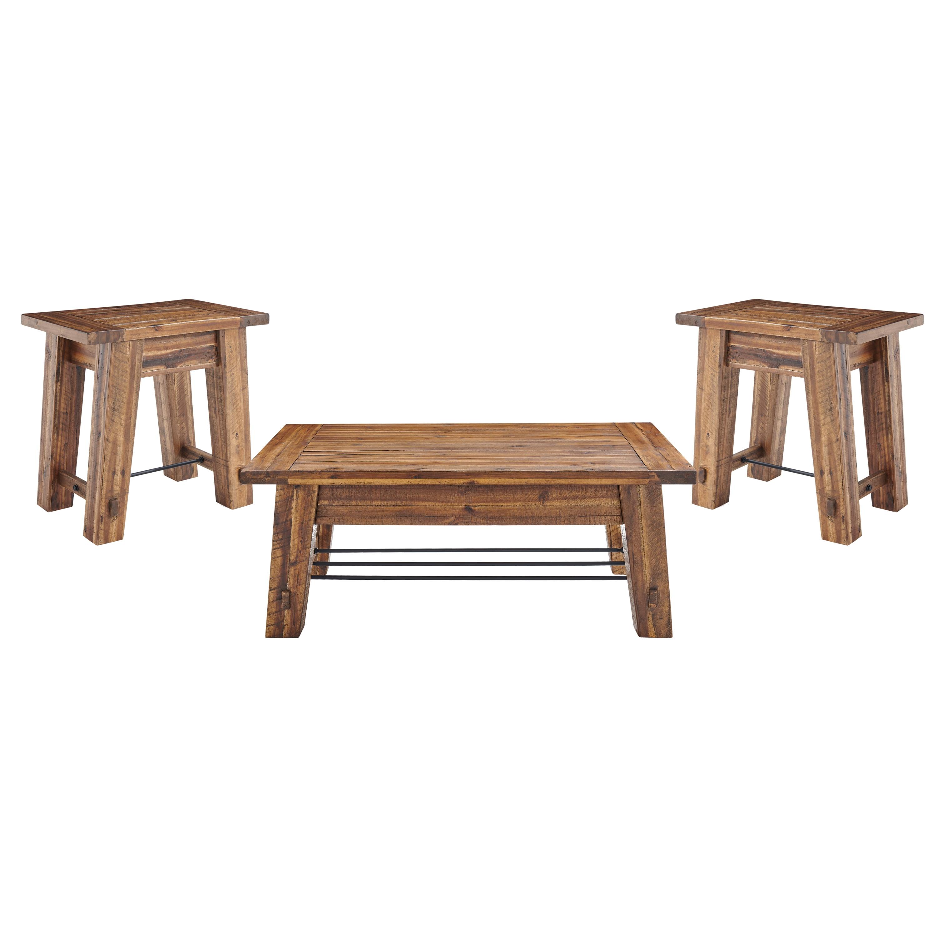 Durango Industrial Wood Coffee Table and Two End Tables Set