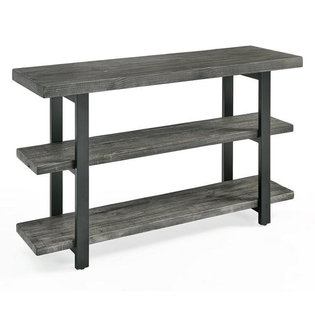 Alaterre Furniture Pomona 48" Industrial Metal and Solid Wood Media/Console Table, Living Room Furniture,  Slate Gray