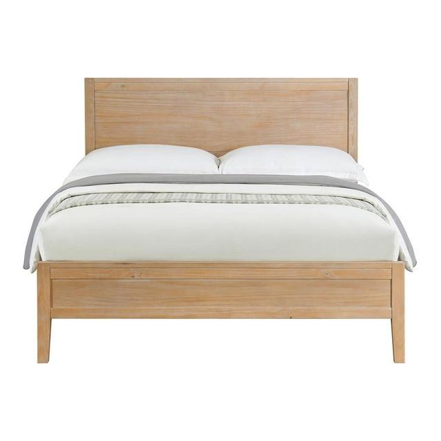 Arden 5-Piece Bedroom Set - Queen Bed, Two 2-Drawer Nightstands, 5-Drawer Chest, 6-Drawer Double Dresser, Solid Pine Wood, Light Driftwood Finish, Modern Rustic Style