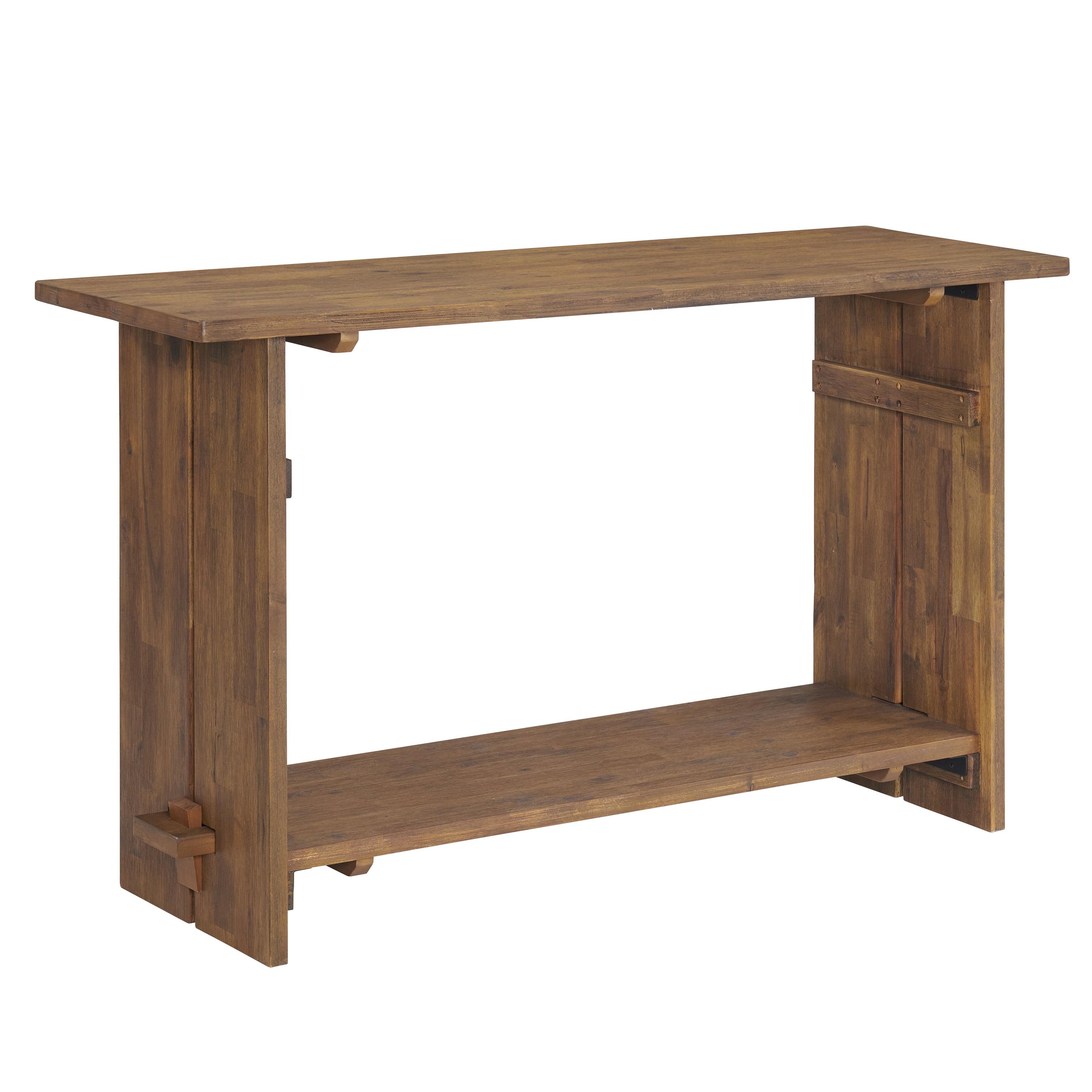 Bethel 52" Wide Industrial Rustic Farmhouse Solid Wood Console with 1 Shelf