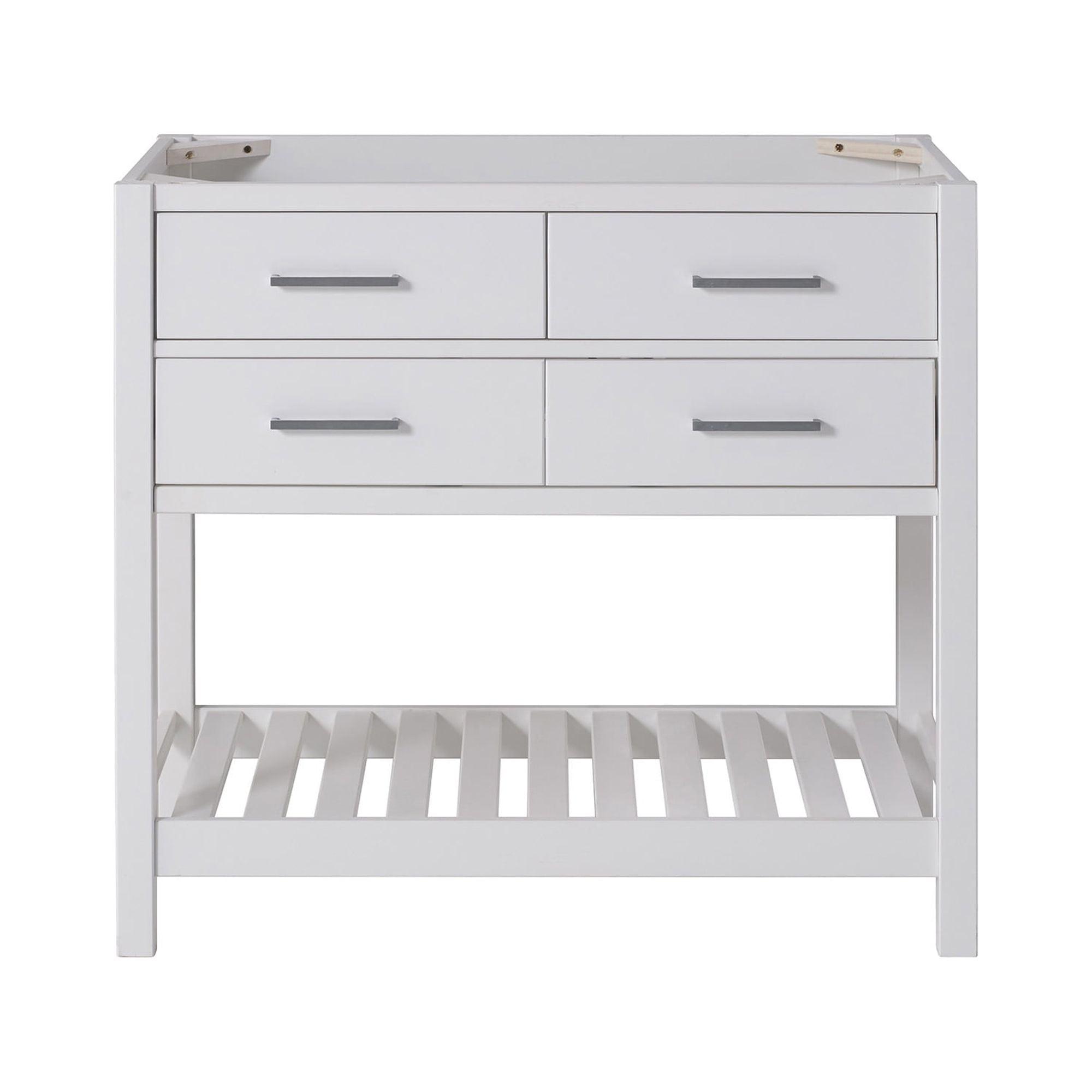 Harrison 36"W Modern Shaker Soft Close Doors Vanity Cabinet With Drawers And Open Storage Shelf