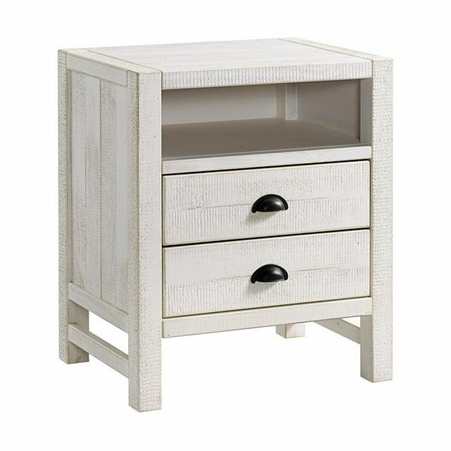 Windsor 22"W Weathered Beachhouse Farmhouse Industrial Bohemian Style Nightstand With 2 Drawers