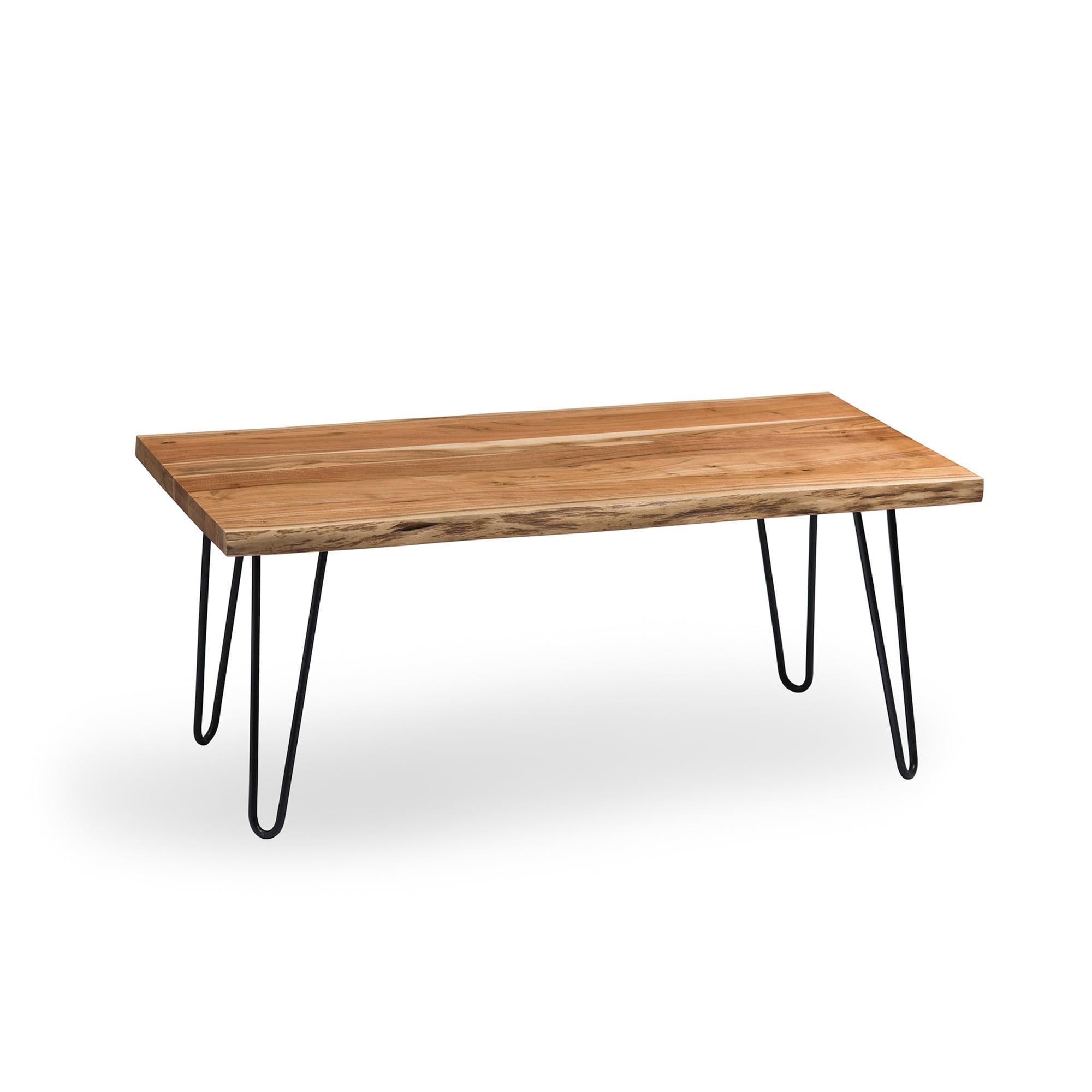 Acacia Wood & Metal Hairpin 51" Live Edge Coffee Table