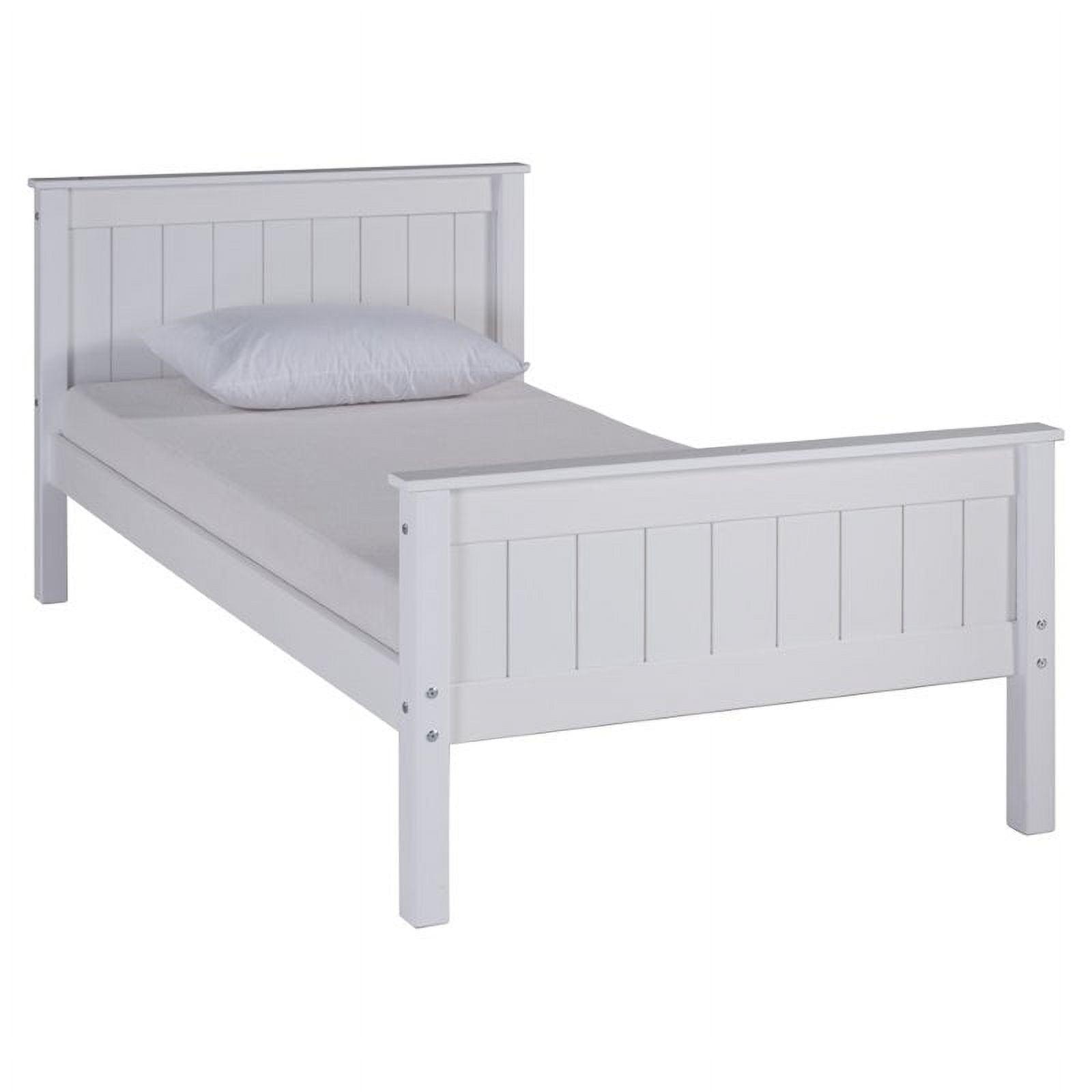 Harmony White Twin Pine Wood Bed with Drawers