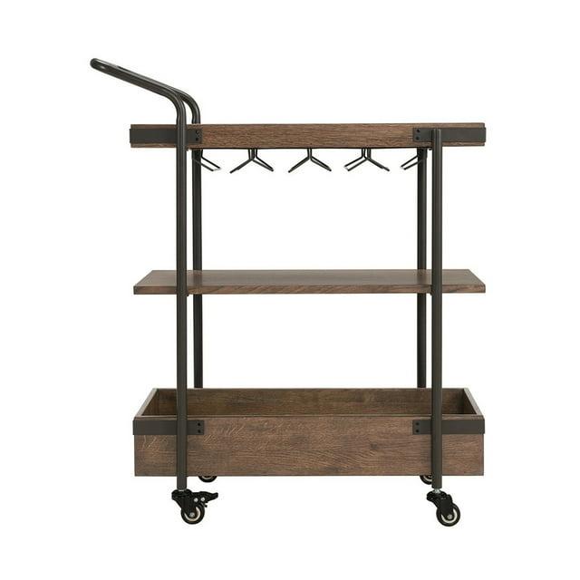 32 in. Kyra Oak & Metal Bar Cart